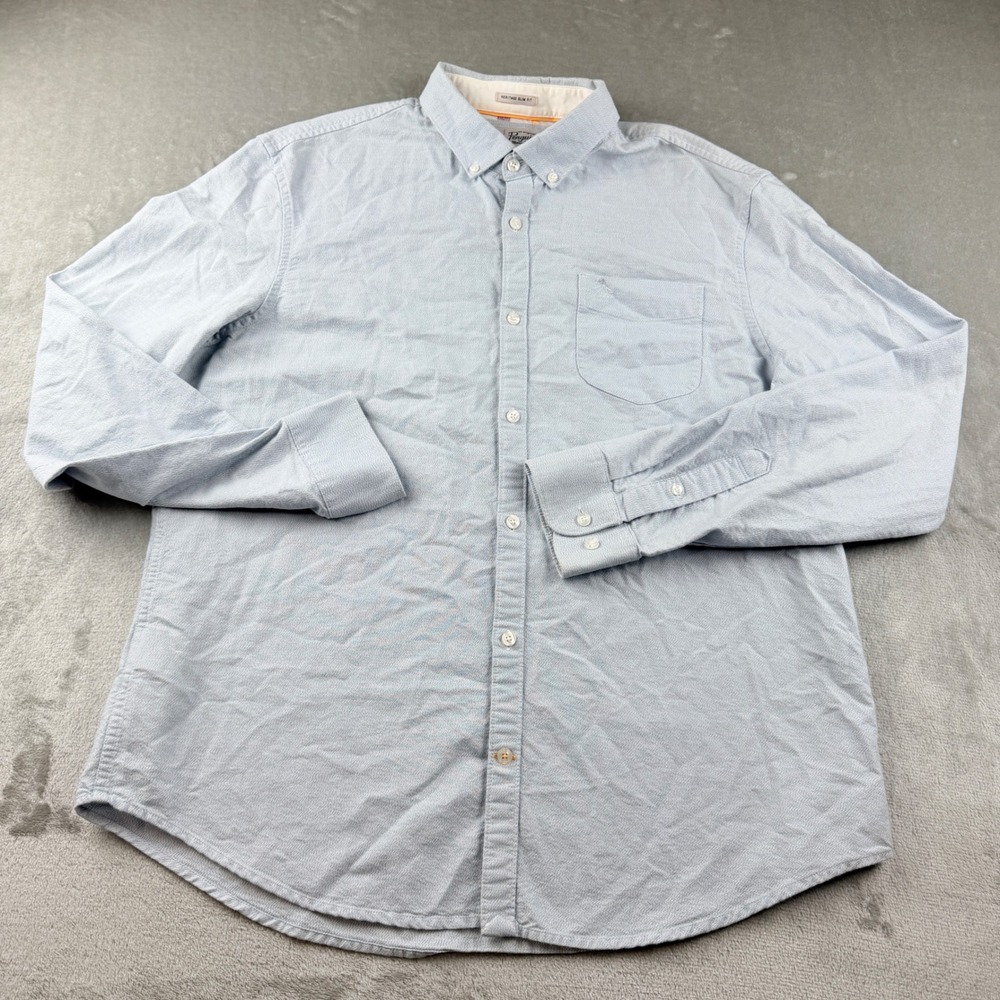 Original Penguin Heritage Slim Fit Button Down Shirt Mens XL Light Blue Long Slv